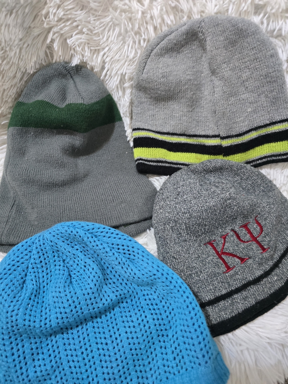 Unbranded Men's Gray Beanie with Neon Stripe And More